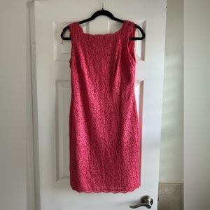 Adrianna Papell pink lace dress, size 6